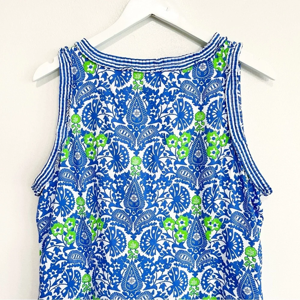 BOGO! Gretchen Scott Flirt Floral Dress East India Cotton Blue Green XL - Picture 8 of 10